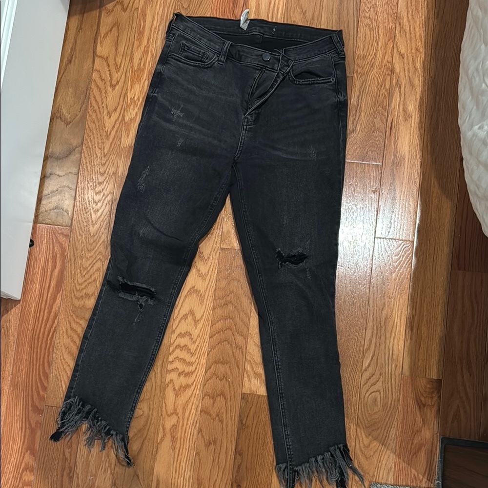 Free People Black Distressed Skinny Jeans